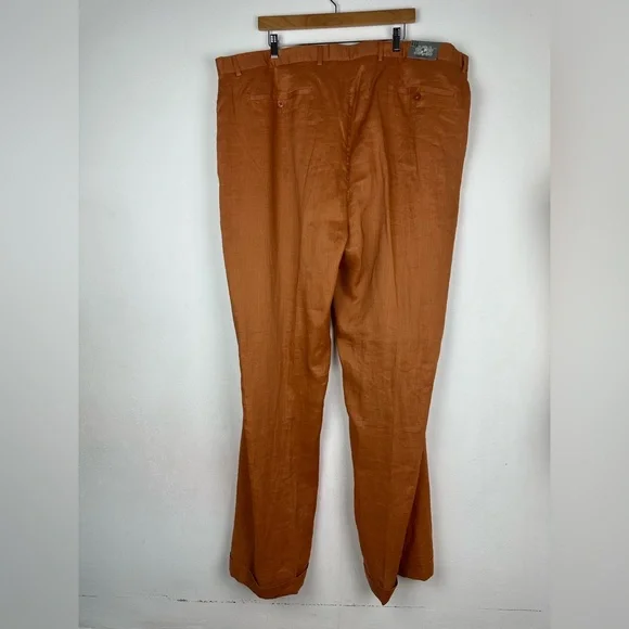Daniel Ellissa 100% Linen Short Sleeve Men’s Top 4XL Pants 48x34 Rust Suit Set